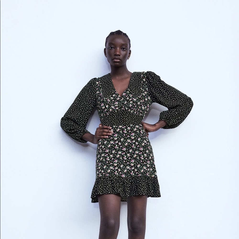 Zara Combination Printed Mini Dress